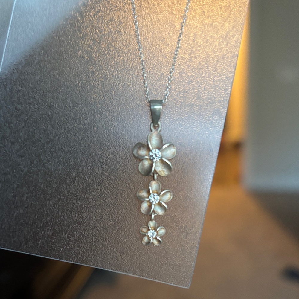 Gold Floral Drop Necklace